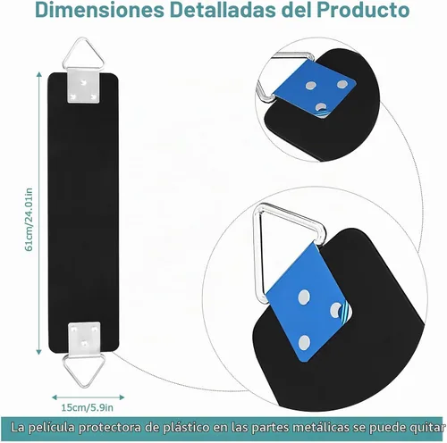 Vista 4 de Asiento de columpio de 2 piezas con anillo triangular de metal de 30.4 x 5.9 pulgadas, soporta 300 libras, juego de columpio resistente, accesorios