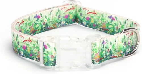Vista 9 de Serijoars Collar de perro para cachorros con estampado floral para perros pequeños, medianos y grandes, con hebilla de liberación rápida para niñas