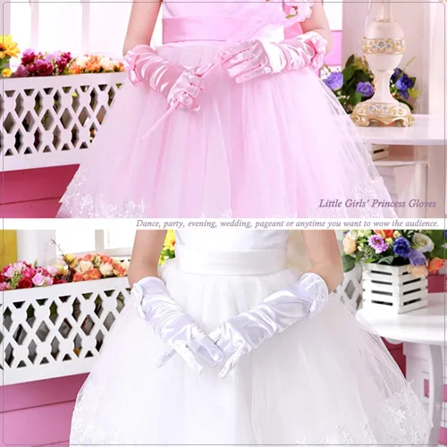 Vista 2 de AUHOKY 4 pares de guantes largos de princesa para niñas pequeñas de 3 a 8 años