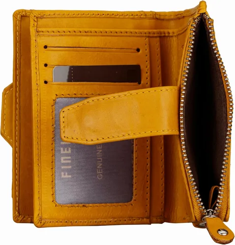 Vista 6 de FINELAER Cartera de cuero para mujer, Amarillo, Minimalista