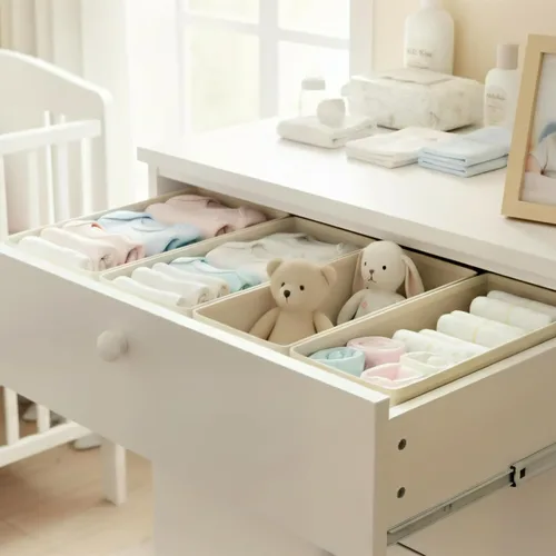 Vista 7 de Organizador pequeño plegable de tela para cajones, paquete de 3, contenedores de almacenamiento transpirables de 11 pulgadas para calcetines, ropa