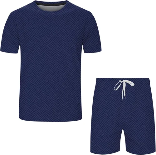 Vista 4 de ZDDO Conjunto deportivo de 2 piezas para hombre, conjunto de camisetas atléticas con cuello redondo, pantalones cortos de pista, trajes casuales