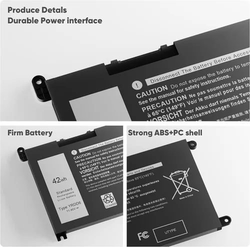 Vista 4 de Batería YRDD6 1VX1H de 42 Wh para Dell Inspiron 3493 3501 3582 3583 3584 3593 3793 5480 5481 5482 5485 5491 5493 5585 5590 5590 55 591 5 593 5594