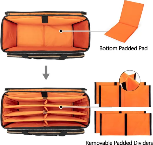 Vista 2 de Trunab Bolsa grande de viaje para archivos de cable de DJ con divisor interior desmontable y compartimento acolchado para laptop de 15.6 pulgadas