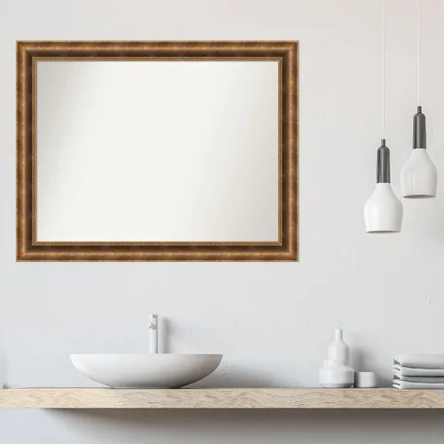 Vista 46 de Amanti Art Espejo de pared personalizado no biselado (25 x 25 pulgadas), marco de bronce acentuado, varios tamaños personalizados, espejo de baño