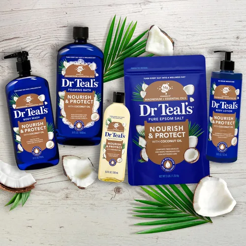 Vista 8 de Dr. Teal - Sal pura de Epsom remojada, nutre y protege con aceite de coco, 3 libras (el embalaje puede variar)