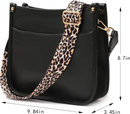 Vista 7 de KOGTLA Women's Crossbody Shoulder Bag with Leopard Guitar Strap,Vegan Faux Leather Purse Handbag Bucket Tote Bag