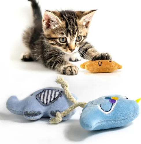 Vista 7 de Juguetes interactivos para gatos, juguete interactivo para gatos de interior, suave y duradero, con sonido arrugado, juguete masticable