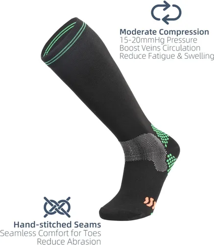 Vista 4 de Rolxmed Calcetines deportivos de compresión para correr, fútbol, béisbol, para jóvenes, mujeres y hombres, 15-20 mmHg, ajuste delgado (1 par3 pares)