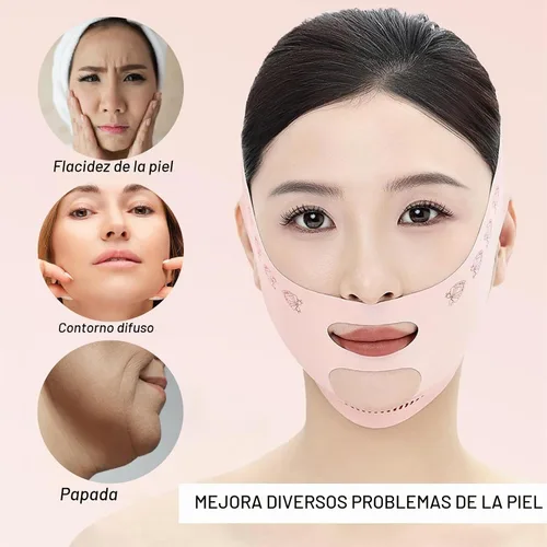 Vista 6 de Correa de elevación facial en V, correa de barbilla para dormir, eliminador de escultor de línea de mandíbula, ejercicio de apriete de mandíbula