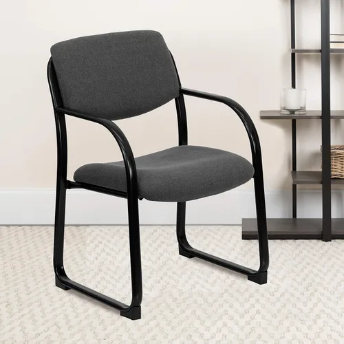 Vista 2 de Flash Furniture Silla de recepción lateral ejecutiva de tela gris Richie con base de trineo