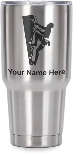 Vista 40 de LaserGram 20oz Vacuum Insulated Tumbler Mug, Rock Climber, Personalized Engraving Included (Coral)