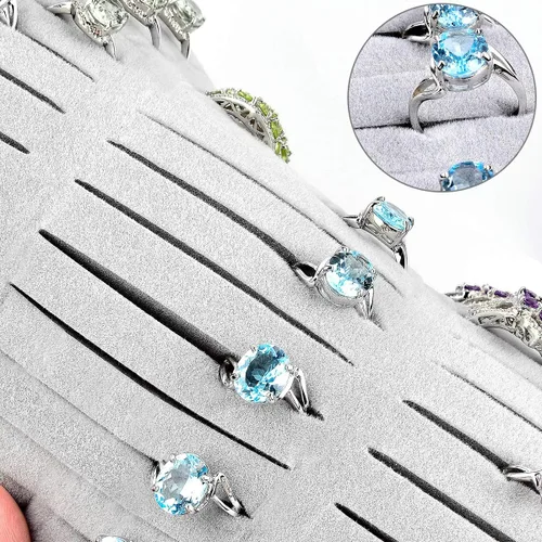 Vista 3 de GWCASE Estuche organizador de anillos caja de colección de joyería con 42 ranuras. Soporte para bandeja de anillos para más de 50 anillos, aretes