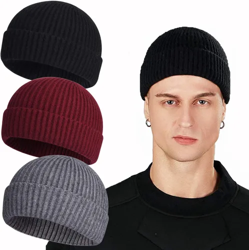 Vista 68 de ROYBENS Swag Wool Knit Cuff Short Fisherman Beanie for Men Women Winter Hat 1 albaricoque