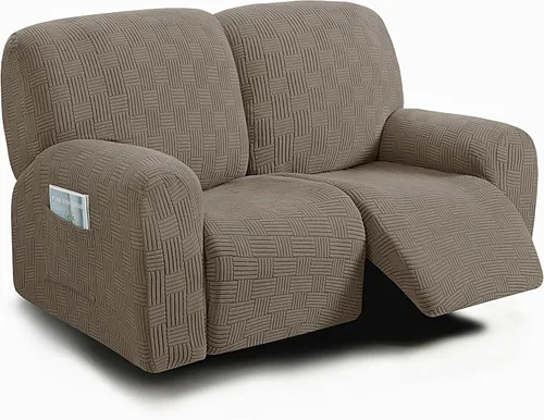 Vista 26 de ULTICOR - Juego de 8 fundas para sofá reclinable de jacquard, fundas elásticas para sofá reclinable para 3 cojines, gruesas, suaves, lavables