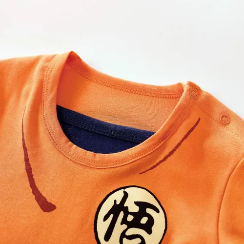 Vista 2 de Mameluco de algodón para recién nacido, para cosplay, ropa de una pieza para niño, Naranja&Azul marino