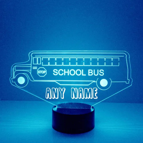 Vista 2 de Lámpara de señal de autobús escolar LED personalizada con luz nocturna y control remoto, pantalla iluminada con nombre o imagen personalizada