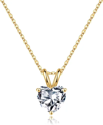 Vista 39 de SMILEST Dainty Heart Birthstone Necklace for Women, 925 Sterling Silver 01-enero-granate rojo