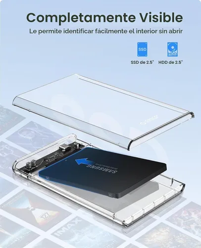 Vista 6 de ORICO Caja de disco duro externa de 2.5 pulgadas, SATA a USB C 3.1 de 6Gbps, para HDD/SSD de 7/9.5mm, soporte UASP hasta 6TB -2139C3-CR