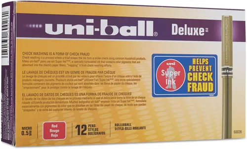 Vista 5 de uni-ball Bolígrafo de bola de rodillo de lujo, impermeable, tinta roja, micro