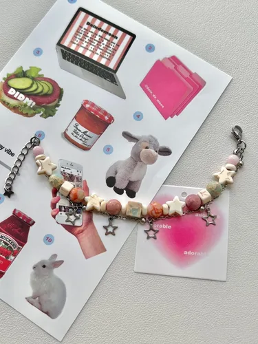 Vista 4 de Y2K Pulseras Acubi Estrellas con Cuentas de Doble Capa Cadenas Fairycore Grunge Joyas Downtown Girl Coquette Accesorios