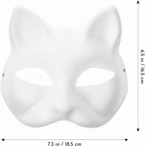 Vista 2 de MAELSTROM 10PCS Cat Masks Therian Mask White Blank Animal Mask Base Halloween Costume Masquerade for Holiday Party