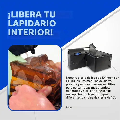 Vista 2 de Hi-Tech Diamond - Equipo Lapidario de 10" - Sierra Lapidaria para Cortar Rocas, Corte de Vidrio, Recorte, Máquina de Aserrado - Sierra de Corte