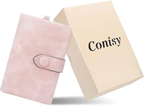 Vista 6 de CONISY Billeteras pequeñas de pulsera para mujer, billetera de cuero plegable RFID con ventana de identificación y cremallera Small, Bifold, RFID