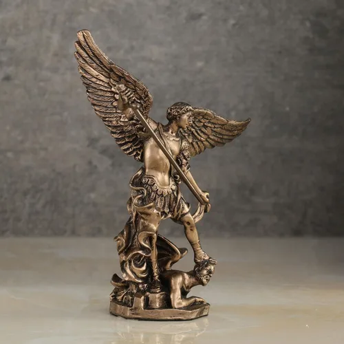 Vista 7 de Veronese Design Figura de resina de demonio asesino de Arcángel de 4 pulgadas, pintada a mano, acabado de bronce