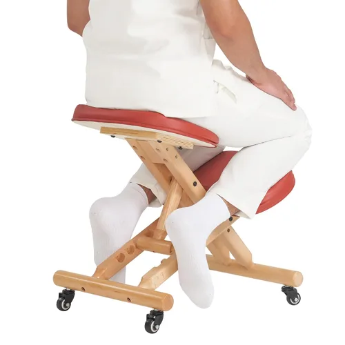 Vista 8 de Master Massage - Silla plegable ergonómica de madera para oficina, silla plegable de madera para corrección de postura en el hogar, mejora tu