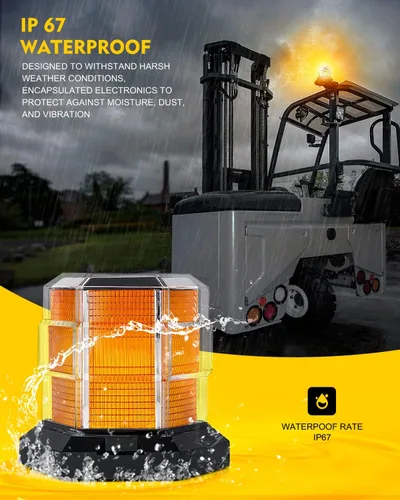 Vista 4 de LUMENIX 72 LED ámbar techo luz de advertencia para camiones Magnetic Mount Mini Light Bar for Construction Vehicles, Forklifts, Snow Plows