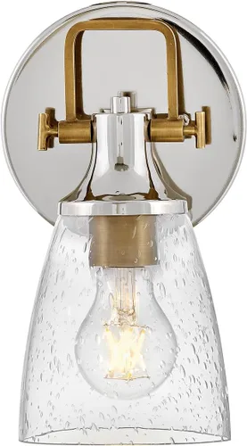 Vista 7 de Hinkley Easton 51270PN - Accesorio de tocador de baño de una sola luz, industrial moderno, pantalla de vidrio transparente, se monta hacia arriba