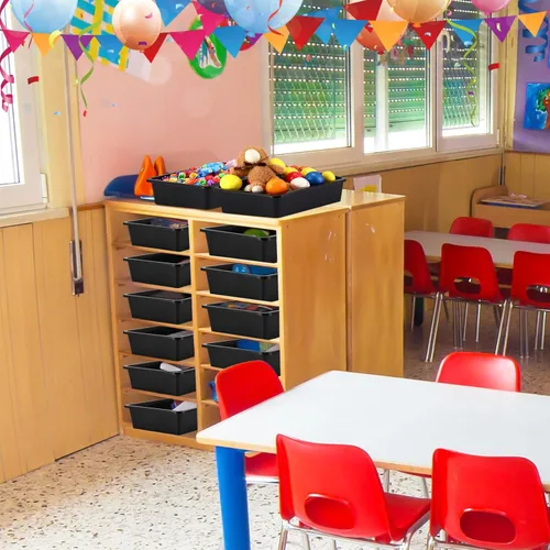 Vista 5 de Hoteam Bandeja organizadora de almacenamiento plana, bandeja de papel para aula, organizador de archivos apilable de plástico para escuela, oficina