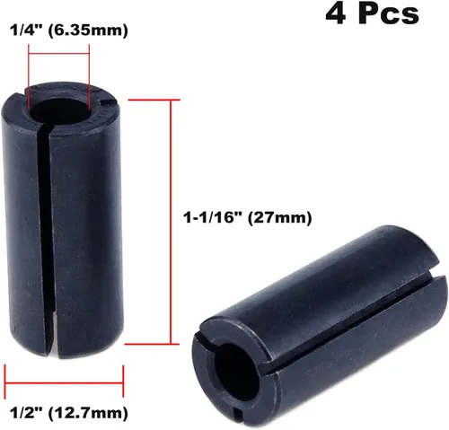 Vista 2 de 4 piezas de broca de herramienta de manga de conversión de enrutador, reductor adaptador de portabrocas de 1/2 a 1/4 pulgadas (0.5-0.25 in)