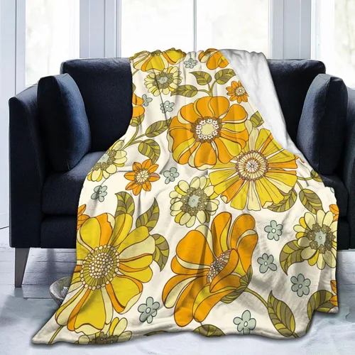 Vista 10 de Manta de hongos florales retro de los años 70, mantas suaves de franela para cama, acogedora y ligera, regalos de felpa para mujeres, hombres