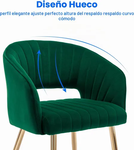 Vista 5 de KCC Silla de escritorio moderna de terciopelo Silla de acento tapizada Sillas capitoné Sillas de comedor Sillas de tocador Sillas laterales con Verde