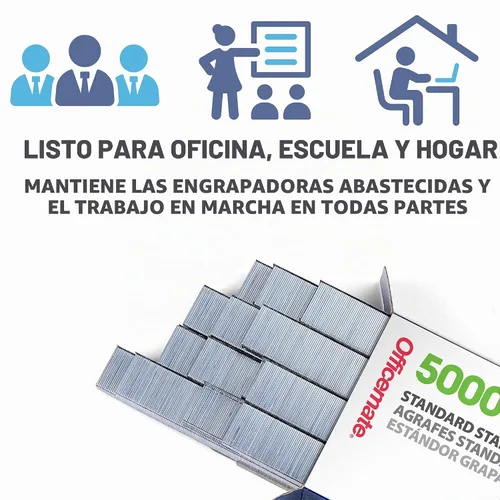 Vista 6 de Officemate Grapas estándar: puntas de punta de cincel, 10 cajas de 5,000 grapas, longitud de pierna de 1/4 de pulgada, compatibilidad universal