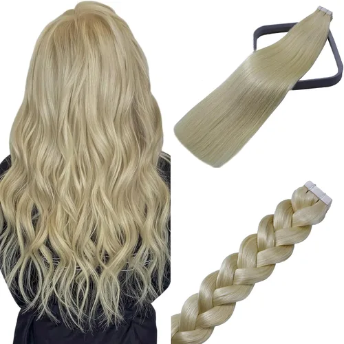 Vista 11 de WindTouch Extensiones de cabello humano con cinta adhesiva, color rojo, 20 unidades, 14 pulgadas, #rojo, 1.06 oz