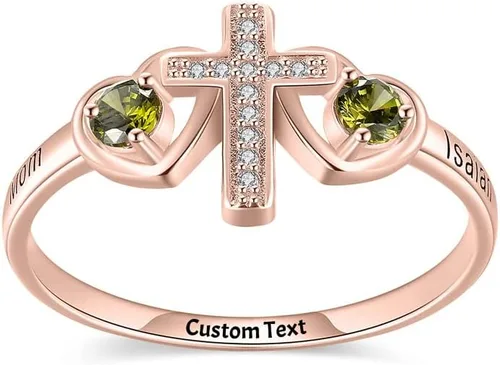 Vista 2 de Anillo de pureza cristiana para adolescentes y niñas, anillos de cruz para mujeres, joyería cristiana con pulgar de amor, anillo de plata de ley