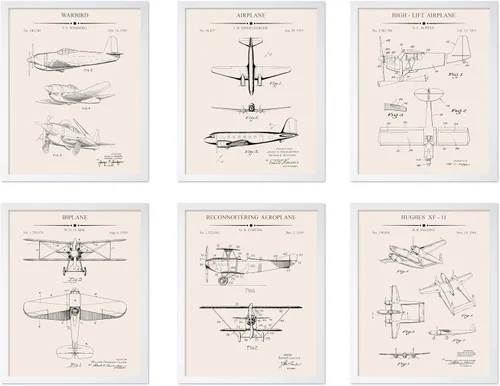 Vista 53 de Poster Master Juego de 6 Pósters Vintage de Planos de Aviación - Impresión de Patente de Avión - Arte de Aeronaves - Arte de Aviación - Arte