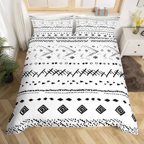 Vista 12 de Juego de ropa de cama de dibujos animados para niños, funda de edredón con estampado de vaca, funda de edredón negra y blanca, funda de edredón
