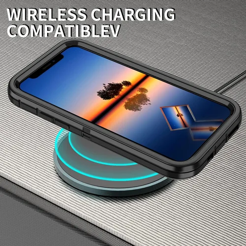 Vista 5 de Funda para iPhone 11, a prueba de golpes, caídas y polvo, protección de cuerpo completo de 3 capas, cubierta dura de alto impacto de alta Negro