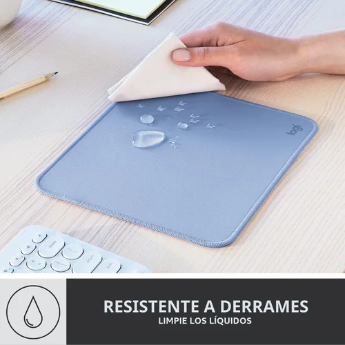 Vista 3 de Logitech Studio Series - Alfombrilla de ratón para computadora, color azul y gris Base de goma antideslizante, superficie de fácil deslizamiento