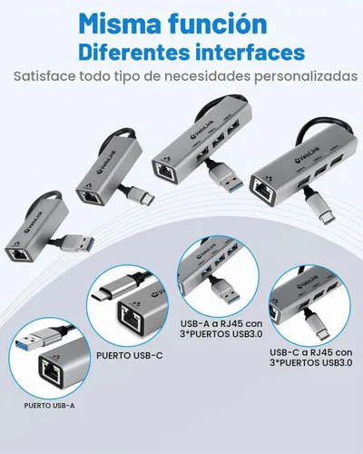 Vista 7 de Adaptador USB A a Ethernet, USB gigabit 1000Mbps Plug and Play con USB 3.0, sin controlador, dongle de red LAN RJ45 compatible con Nintendo Switch