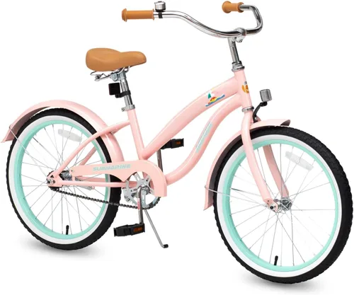 Vista 14 de ACEGER Bicicleta crucero de playa para niñas de 5 a 13 años, 16" 18" 20" 24" bicicleta de una sola velocidad para niños incluye freno contrapedal