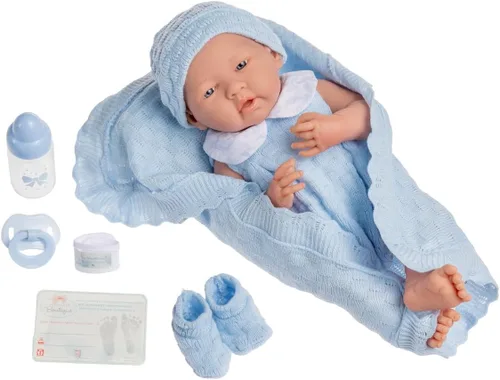 Vista 9 de Muñeca de bebé anatómicamente correcta de niño real Muñeca de bebé de 15" totalmente de vinilo JC Toys - La Newborn Fabricada en España Azul