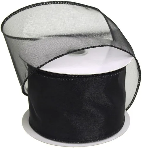 Vista 13 de Homeford Cinta de gasa transparente con borde con alambre, 25 yardas (1-1/2 pulgadas, belleza)