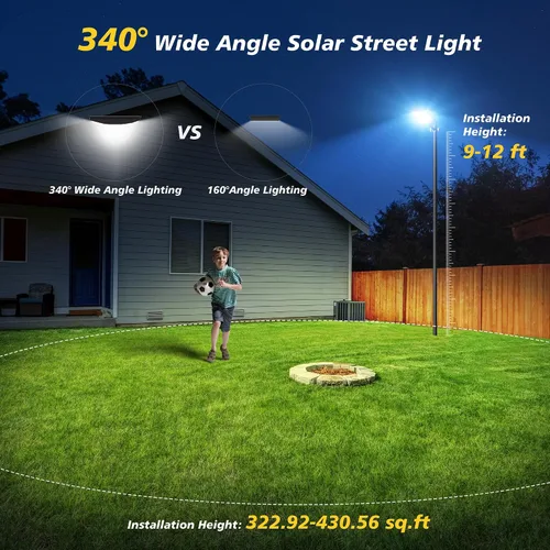 Vista 3 de OKPRO Luces solares al aire libre impermeables - Luces de calle solares de ángulo amplio para exteriores, del atardecer al amanecer, con sensor