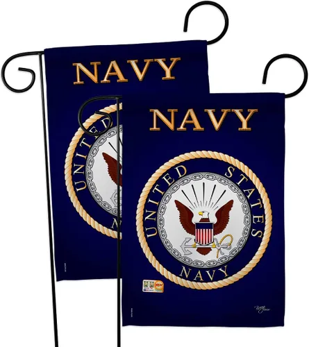 Vista 11 de Breeze Decor Bandera de jardín de 13 x 18.5 pulgadas, con licencia oficial de las Fuerzas Armadas de los Estados Unidos de la Marina de los Estados