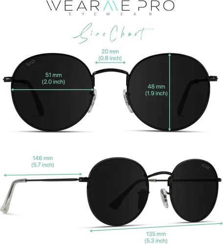 Vista 5 de Wearme Pro modernos lentes de sol con lente redondo reflectante